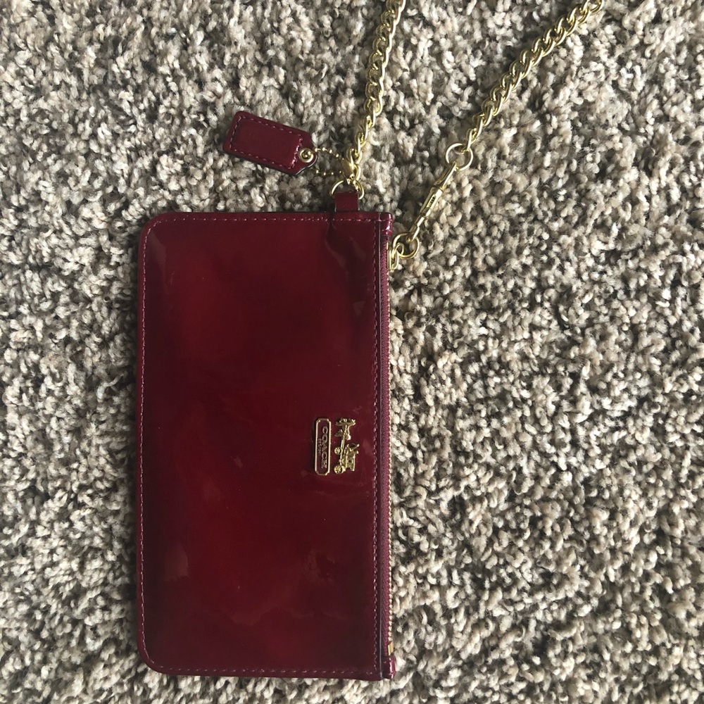 Stunning Deep Red Coach Wristlet! Very gently used